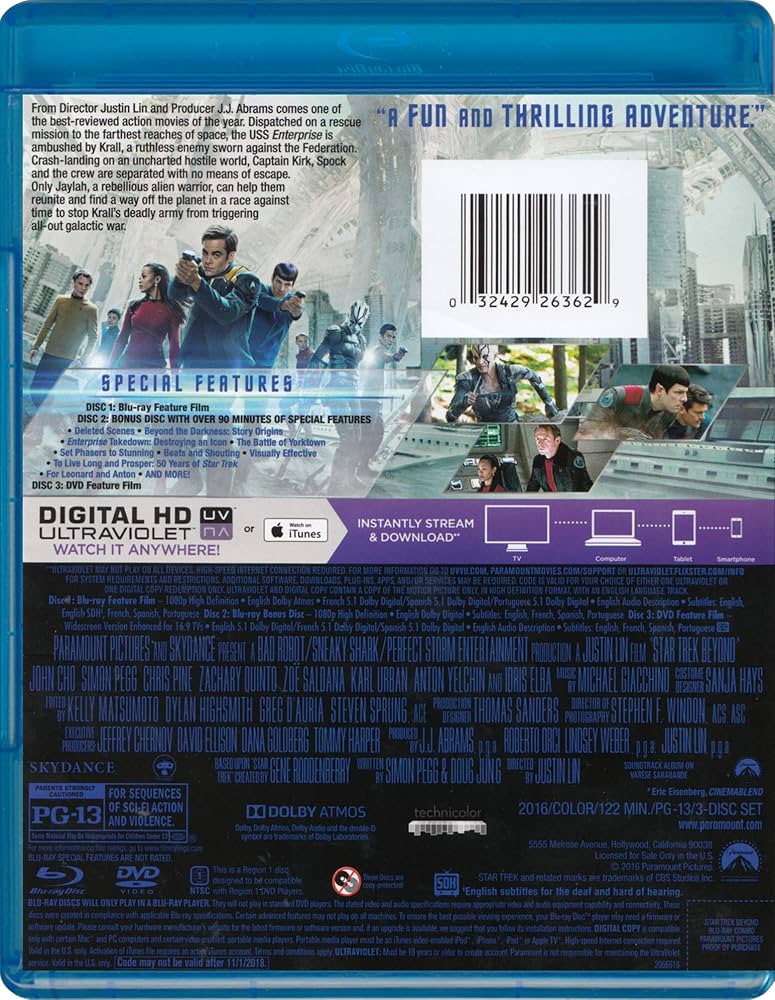 (未使用･未開封品)　スター・トレック BEYOND [Blu-ray] wyeba8q Amazon.com: Star Trek Beyond (BD/DVD/Digital HD Combo